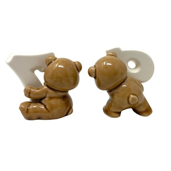 Vintage Norcrest Japan Teddy Bear Birthday Set Cake Topper Porcelain Figurine - Picture 7 of 7